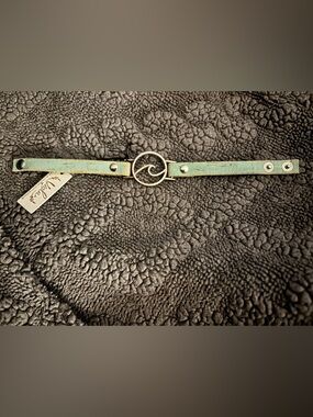 Aqua Leather Wave Bracelet
